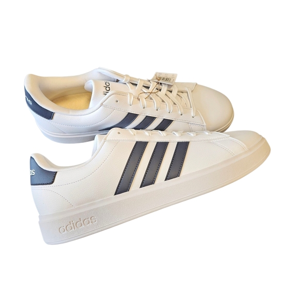 Adidas Grand Court 2.0 Black And White 3 Stripes Mens Sneakers NEW - Picture 5 of 7